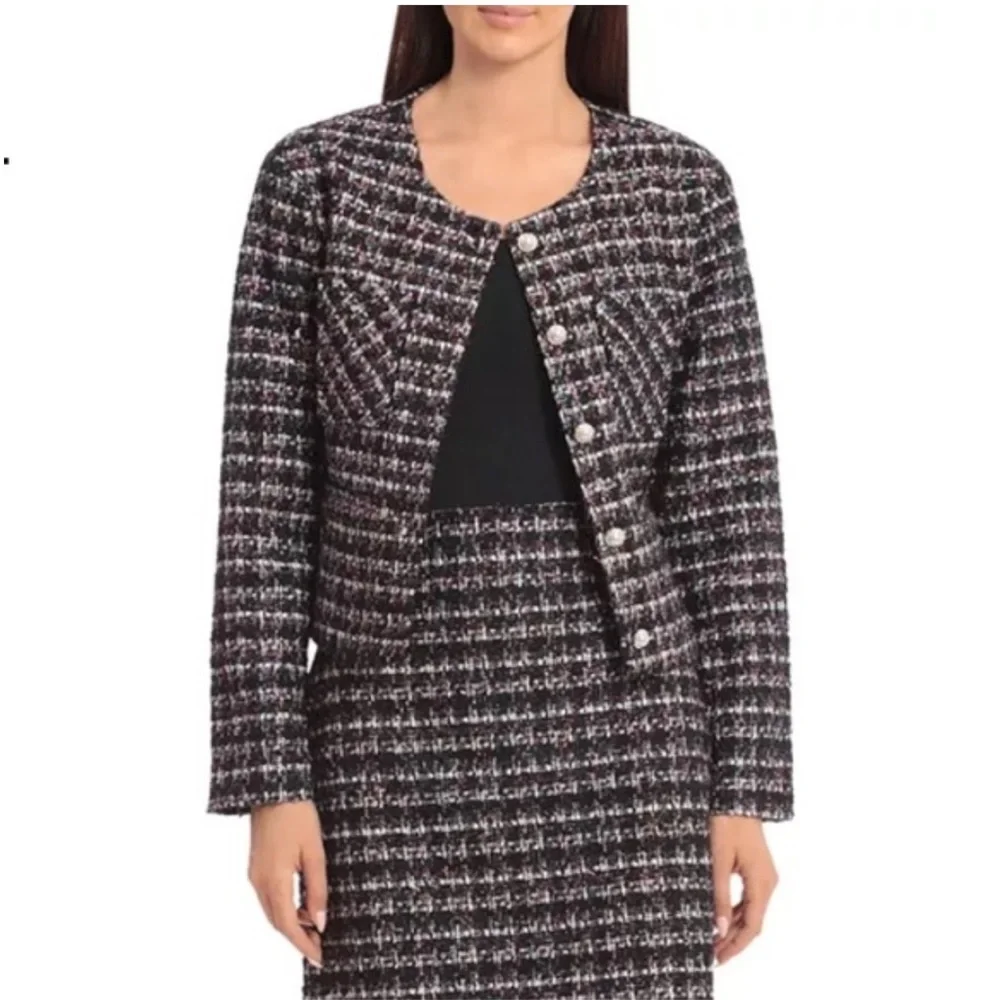 Bagatelle Tweed Sparkle Cropped Multi Color Jacket SZ M - Picture 3 of 14